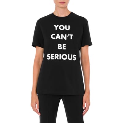 Moschino You Can't Be Serious Organic Jersey T-shirt Black Size: XXS | T-Shirts Outlet | Dames | Zwart