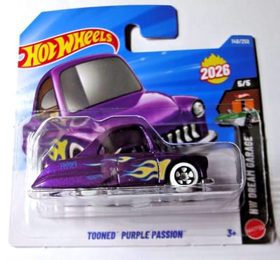 HOT WHEELS TOONED PURPLE PASSION 148/250 HW DREAM GARAGE 5/5 2026 1:64 SHORT CARD