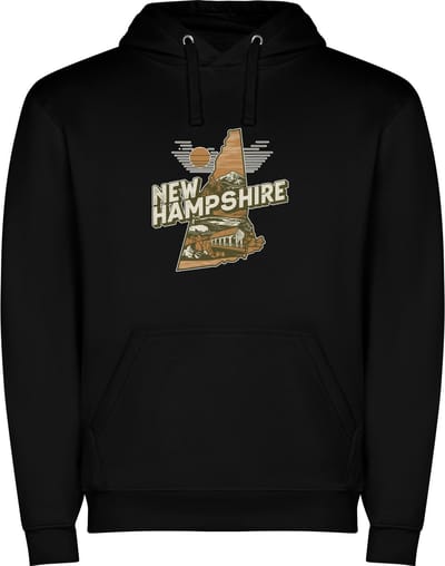 Zwarte Wanna have hoodie voor de echte Amerika liefhebber USA Amerikaanse / Verenigde Staten de staat New Hampshire Print Full Color Color merk Roly maat M
