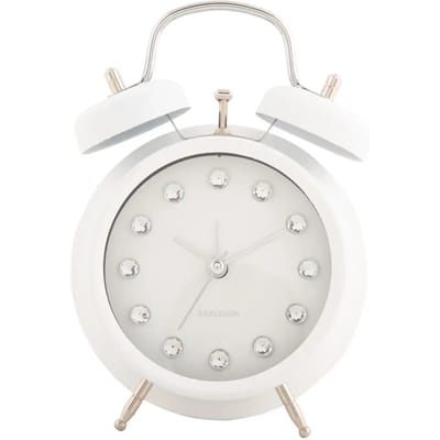 Karlsson Wekker Glam Diamonds - Wit - 11.8x5.7x17cm - Scandinavisch - Wekker voor slaapkamer - Wekkers