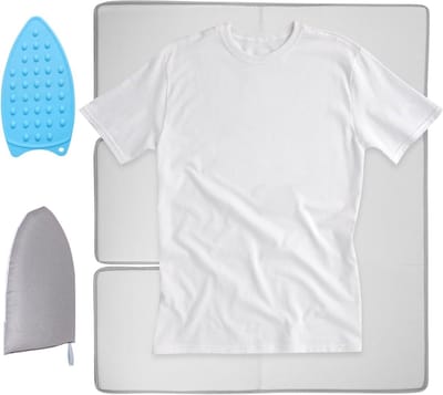 Strijkonderlegger Set - Opvouwbaar strijkdoek - Snel Kleding Strijken - Verdikt 5-laags Materiaal - 70 x 65 cm - Grijs