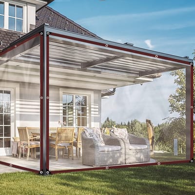 3 x 6 zeil, waterdicht, transparant, met ogen, doorzichtig zeil voor buiten, tent, doorzichtig zeil, tuin, tentzeil, afdekzeil, voor buiten en vorstbestendig
