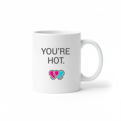 You're Hot Grappige Tekst Mok – Schattig Hartjes Design Koffiemok – 330 ml Keramische Mok