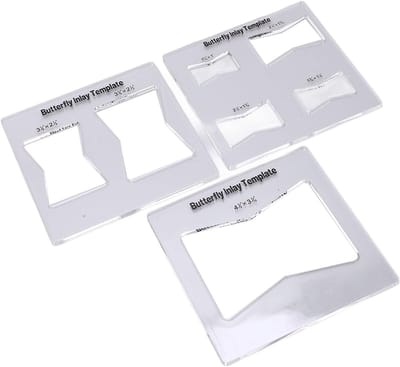 Vlinderinleg Sjabloon - Houtverbinding mal - Meubel reparatie - Gehard acryl - 3 Stuks - Transparant