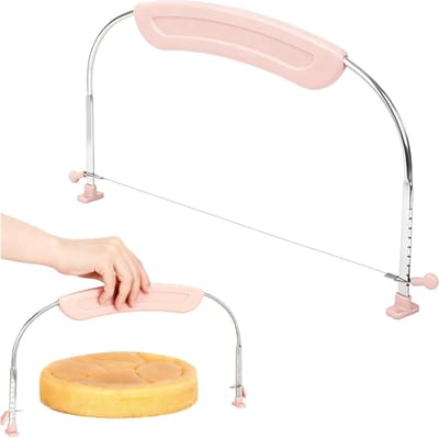 Verstelbare Taartsnijder met Draad, Perfect voor Biscuit en Gebak, RVS, 28 x 16 cm
