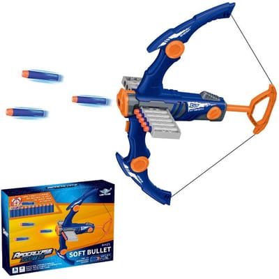 Buitenspel Veiligheid Zachte Bom Lanceerder Kinder Boog en Pijl Model Speelgoed 12 Continue Lanceerder Plezier Kruisboog blauw