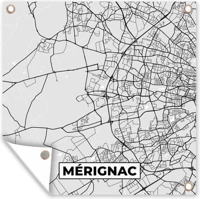 Tuin poster Mérignac - Plattegrond - Frankrijk - Kaart - Stadskaart - 200x200 cm - Tuindoek