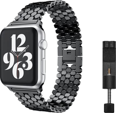 MY PROTECT - Metalen Honing Bandje - Geschikt Voor Apple Watch Bandje - Series 1/2/3/4/5/6/7/8/9/10/SE/Ultra - 44mm - 45mm - 46mm - 49mm - Zwart