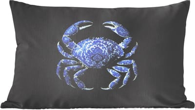 Sierkussens - Kussentjes Woonkamer - 60x40 cm - Krab - Delfts blauw - Dieren
