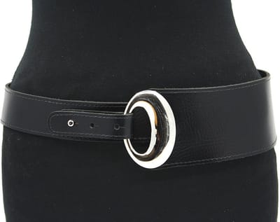 Dames afhang ceintuur zwart - 8 cm breed - Leer - Brede riem - Casual chique - Maat 90