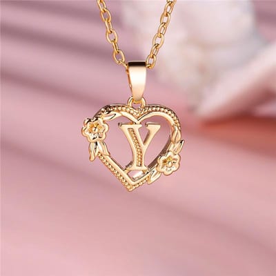 Schattige Dames A-Z Letter Hanger Ketting Geelgoud Kleur Bruiloft Sieraden Cadeau Voor Vrouwen beige