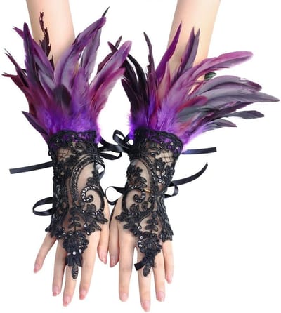 Vintage Veer Manchetjes voor Dames - Kostuumaccessoires voor Bruiloft, Halloween en Feestjes, Perfect voor Cosplay en Carnaval