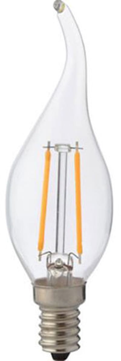 LED Lamp E14 Kaars Filament Gebogen Flame Tip - Brinton - Helder 4W 470lm - 830 Warm Wit 3000K - C35T - CLR | Vervangt 40W