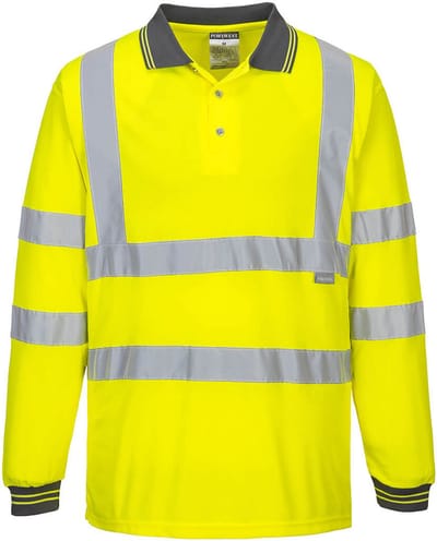 Portwest Hi-Vis Lange Mouw Poloshirt S277 - Geel - XS