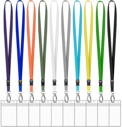 8 Stuks Afneembare Lanyards Sleutelhangers met 10 Badgehouders - Multikleur Nekkoords - Keycord Pashouder - Kaarthouder met Keykoord - Badge Houder voor Kaart/Sleutels - Telefoon/GSM Koord - Sleutelkoord - Universeel ID Pashouder - Telefoonkoord