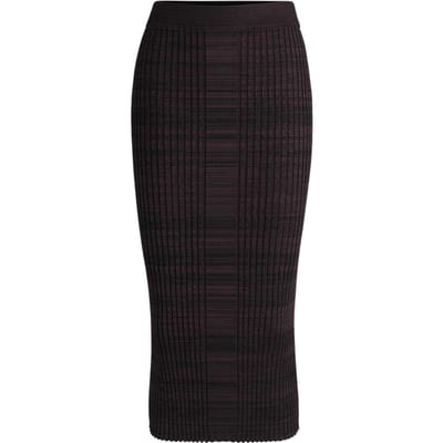 Boss Farmina gebreide midirok voor dames (Donkere Bourgogne)