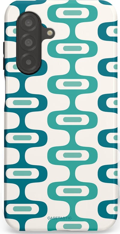Casetastic hoesje geschikt voor Samsung Galaxy A26 - Dubbellaagse bescherming - Vormen vibe - Fashion Case - Wit Petrol Lichtgrijs Mintgroen