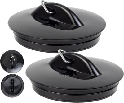Universele Afvoerstop voor Spoelbakken en Badkamers, Set van 2 PVC Stoppen, Ø 36-60 mm, Zwart