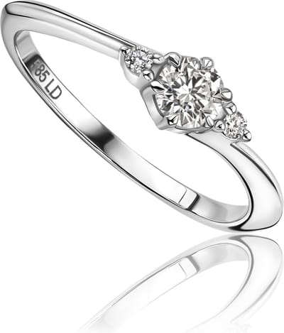 Miore Pure Ring Dames - 14 Karaat Witgoud - Met Diamanten - Handgemaakt - Maat 50