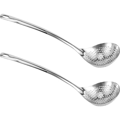 2 PCS Acier Inoxydable Long Manche Écumoire Passoire Cuillère Cuillères à Soupe Ustensiles de Cuisine Portables