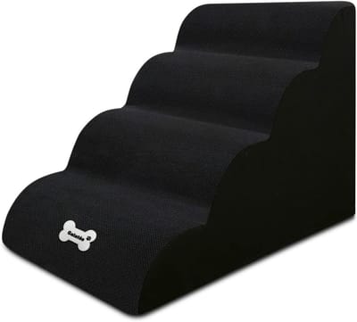 Huisdierentrappen 4 treden - Antislip & wasbare bekleding - Hoge dichtheid spons - Zwart