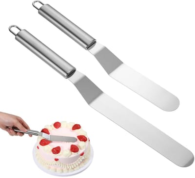 Dailygoods- Taartspatel Set - 2 Stuks 15 cm/20 cm - Roestvrij Staal - Bakgerei - Zilver - Duurzaam en Hygiënisch - Bakspatel