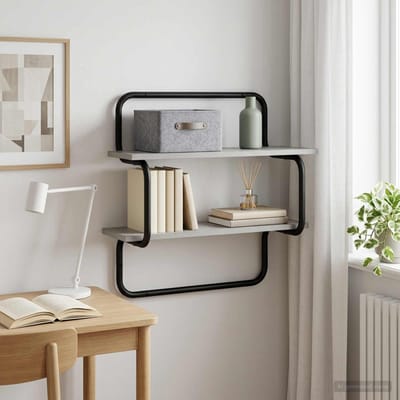 vidaXL - Wandplank - met - 2 - niveaus - Grijs - Sonoma - 80 - x - 24,5 - x - 61 - cm