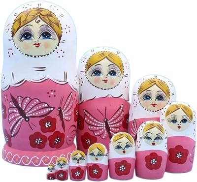 Matroesjka Poppen - Nestende Poppen - Decoratie Huis - Handgeschilderd Ambacht - 10 Stuks - Multicolor