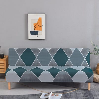 Tropische Planten Bankhoezen voor Banken Bananenbladeren Slaapbankhoes Zonder Armleuning voor Woonkamer Stretvh Opvouwbare Stoelhoezen S(120-150cm) gray