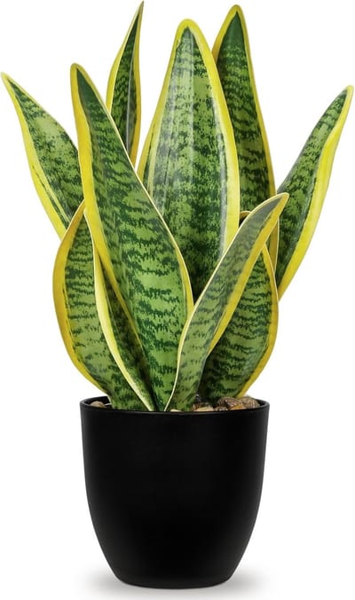 Kunstmatige Sansevieria plant in pot - Decoratieve neplanten voor binnen, ideaal voor kantoor, slaapkamer en keuken, 33 cm hoog
