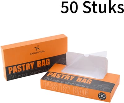 50 stuks - Wegwerp spuitzakken - Extra dik scheurbestendig uittrekbaar - Essentieel voor taarten en koekjes - Transparant makkelijk te zien - Lange levensduur - Transparant