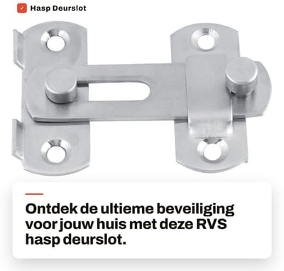 Dailygoods- Hasp - Roestvrij Staal - Veiligheidsbeugel - Deurslot - Anticorrosie - Eenvoudig te Installeren - Geschikt voor Meubels