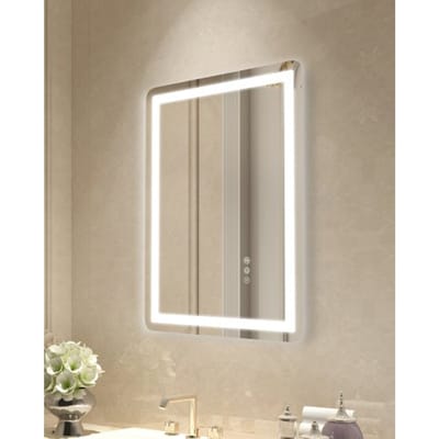 VEVOR LED badkamerspiegel cosmetische spiegel (50 x 70 cm) met voor- en achterverlichting, condensvrije spiegel, traploos dimbare badkamerspiegel met 3 kleurtemperaturen, wandmontage