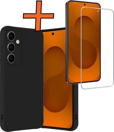 Hoes - Met Screenprotector - Geschikt voor Samsung Galaxy S25 FE - Sterk & Shockproof - Back Cover - Siliconen Case - Telefoon Hoes - Zwart