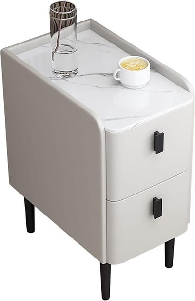 Nachtkastje met Speaker - Bijzetmeubel Slaapkamer - Opbergen en Muziek Luisteren - Draadloos Laden Functie - 35cm Breed - Oranjekleur