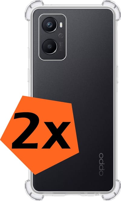 Hoes - 2 Stuks - Geschikt voor OPPO A76 - Sterk & Shockproof - Siliconen Case - Back Cover - Telefoon Hoesje Shock Proof - Transparant