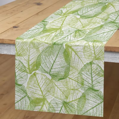 ABAKUHAUS Bladeren-tafelrunner – Decoratief, 40x300 cm, limoengroen