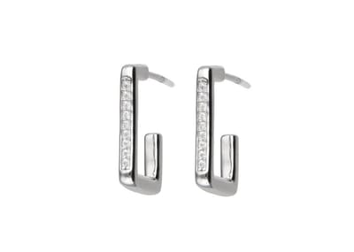 Oorbellen Zilver dames zirkonia - oorringen dames zilver zirkonia - oorbellen dames - oorbellen zilver - Rectangle Hoops - Zilver 925 - Amona Jewelry