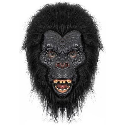 Zwart gorilla latex masker, realistische dierenhoofdbedekking Adult size zwart