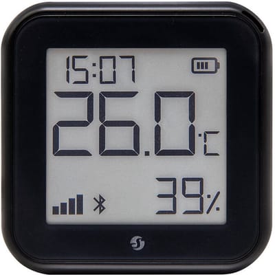 Shelly H&T Gen 3 Matte Black Draadloze temperatuur- en luchtvochtigheidssensor