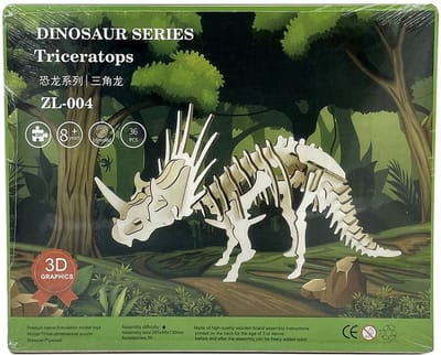 Ultiluxe® 3D Puzzel met Triceratops - Houten Puzzel Dinosaurus - Bouwpakket voor Kinderen - Dino skelet - Beige