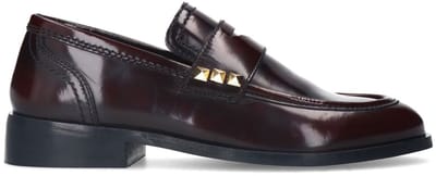 Sacha - Dames - Bordeaux leren loafers met studs - Maat 36