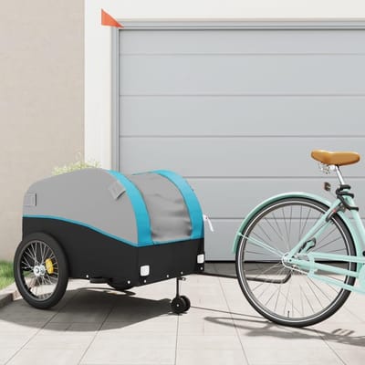 Fietskar - Transportkar Aanhanger - Zware Lasten Vervoeren - Stevig IJzeren Frame - 45 kg Draagvermogen - Zwart Blauw