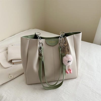 Grote Capaciteit Tas Dames Nieuw Trendy Lente Hoge Waarde Student Handtas Één Schouder Pendelen Tote Bag Dames with pendant gray