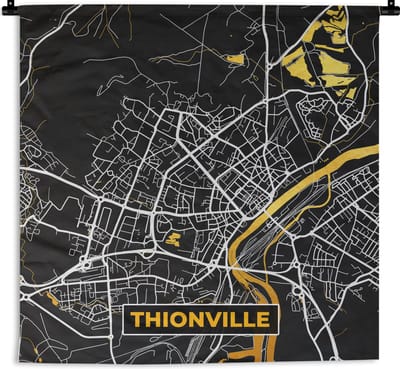 Wandkleed - Wanddoek - Stadskaart - Frankrijk - Plattegrond - Thionville - Kaart - 180x180 cm - Wandtapijt