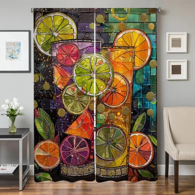 Raam Huis Interieur Keukengordijnen voor Woonkamer 2 Stuks Verduisterende Gordijnen Deurgordijn Fruit Scheidingswand Slaapkamer Decoratie W50xH70cmx2pcs-CL black