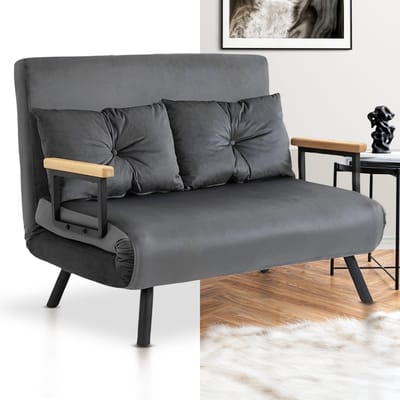 Slaapbank - Uitklapbaar - Slaapstoel - Logeerbed - Zetelbed - Slaapfauteuil - Vouwbed - 2 persoons - Zeer comfortabel - Donkergrijs