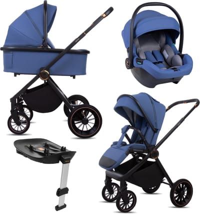 BabyLux® Kinderwagen 4in1 Set CASTOR, Opvouwbare Lichtgewicht Combi Kinderwagenset Incl. Reiswieg, Buggy, I-Size Kinderzitje, Autostoel, 4 Verstelbare Standen, 0-22kg, Uv-Bescherming 50+