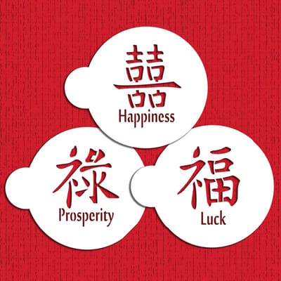 Designer Stencils Happiness, Luck & Prosperity Cookie Sjablonen