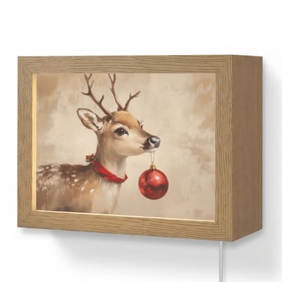 Wandlamp 20x15 cm - Oplaadbaar - Kerst - Hert - Gewei - Kerstbal - Rendier - Wandlampen binnen woonkamer - Slaapkamer lamp met kabel - Decoratieve nachtlamp - Vloerlamp snoer